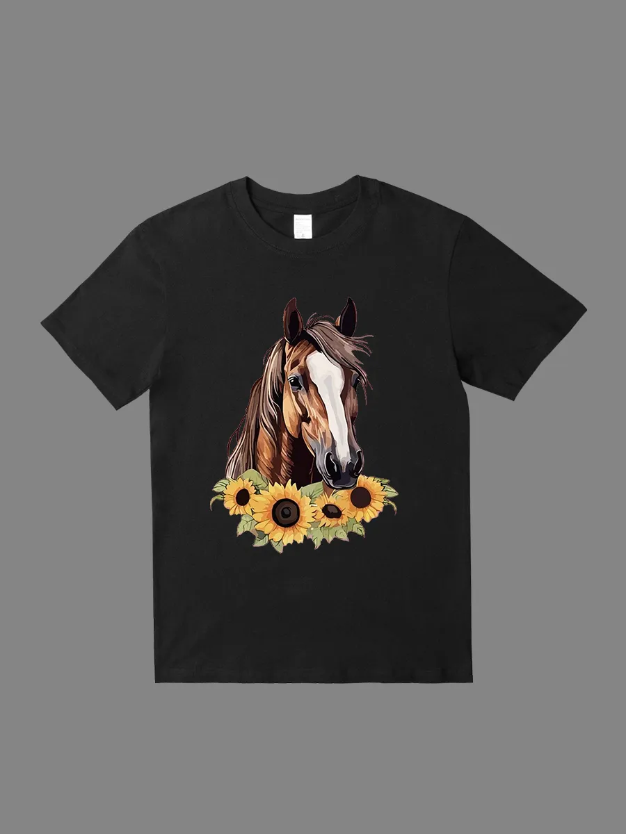 Horse Head with Sunflowers T-Shirt