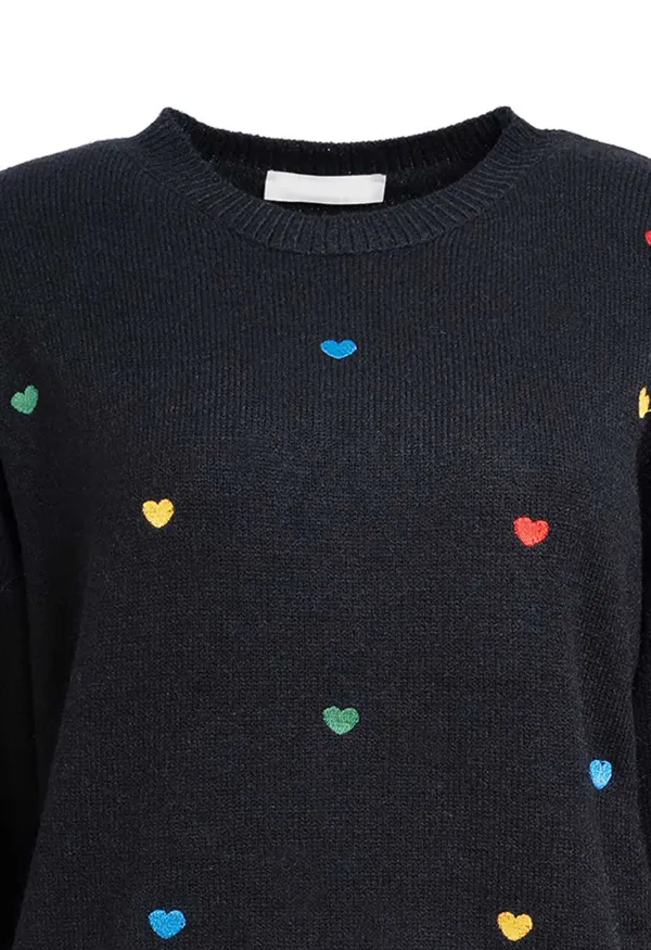 Crewneck Heart Pattern Sweater