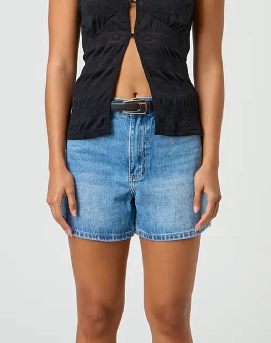 High Rise A Line Denim Short