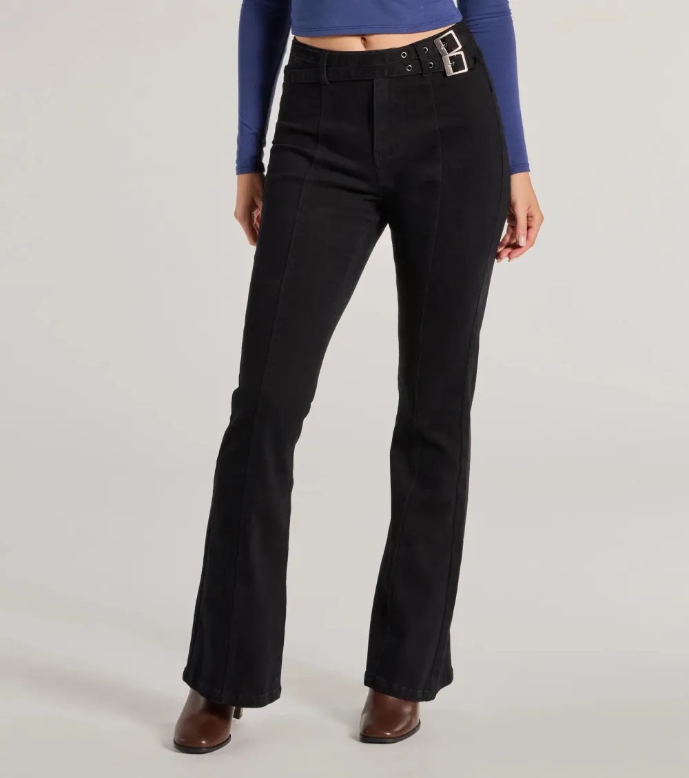 Cool Icon High-Rise Belted Bootcut Pants