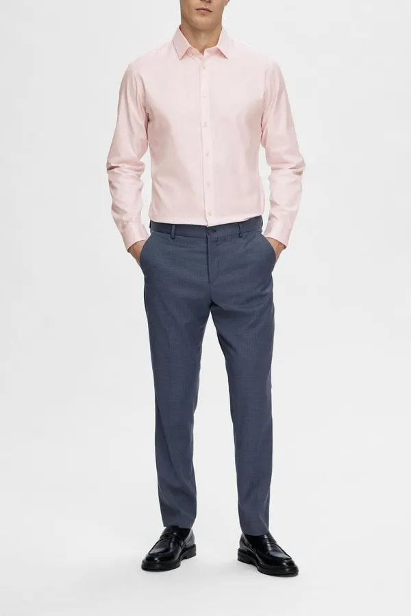 Pink Cotton Slim Full Sleeves Shirt