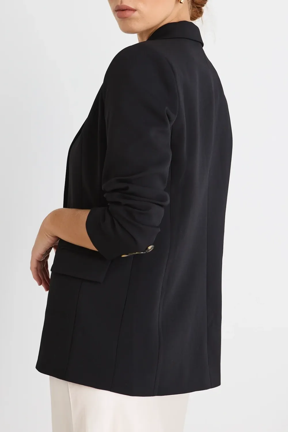 Cooper Black Crepe Boyfriend Semi Fitted Blazer