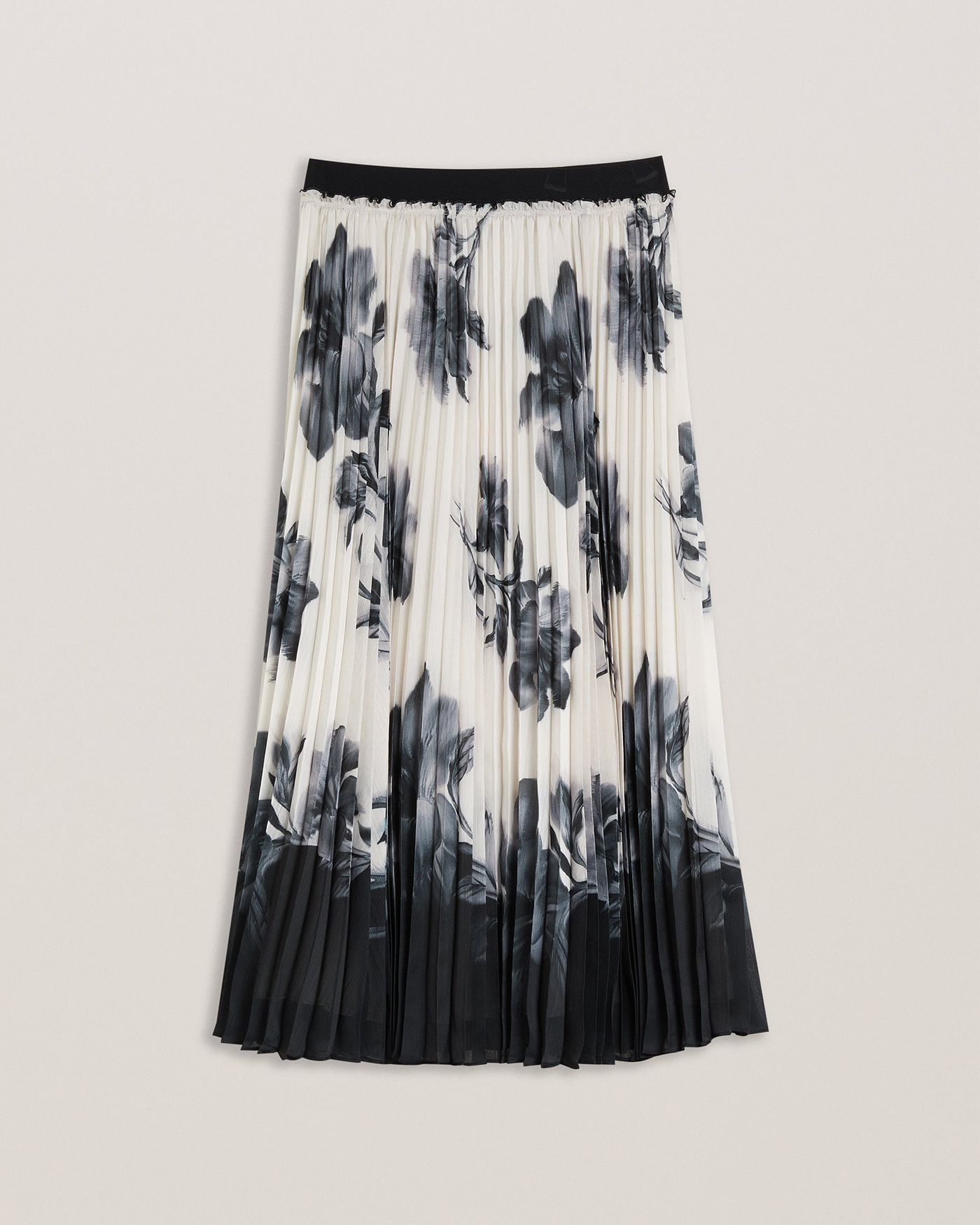 Emista Printed Pleated Midi Skirt Ivory