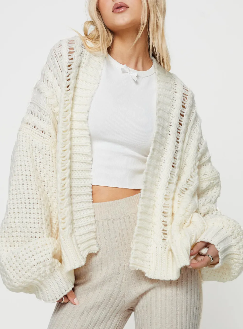 Abner Cable Cardigan Cream