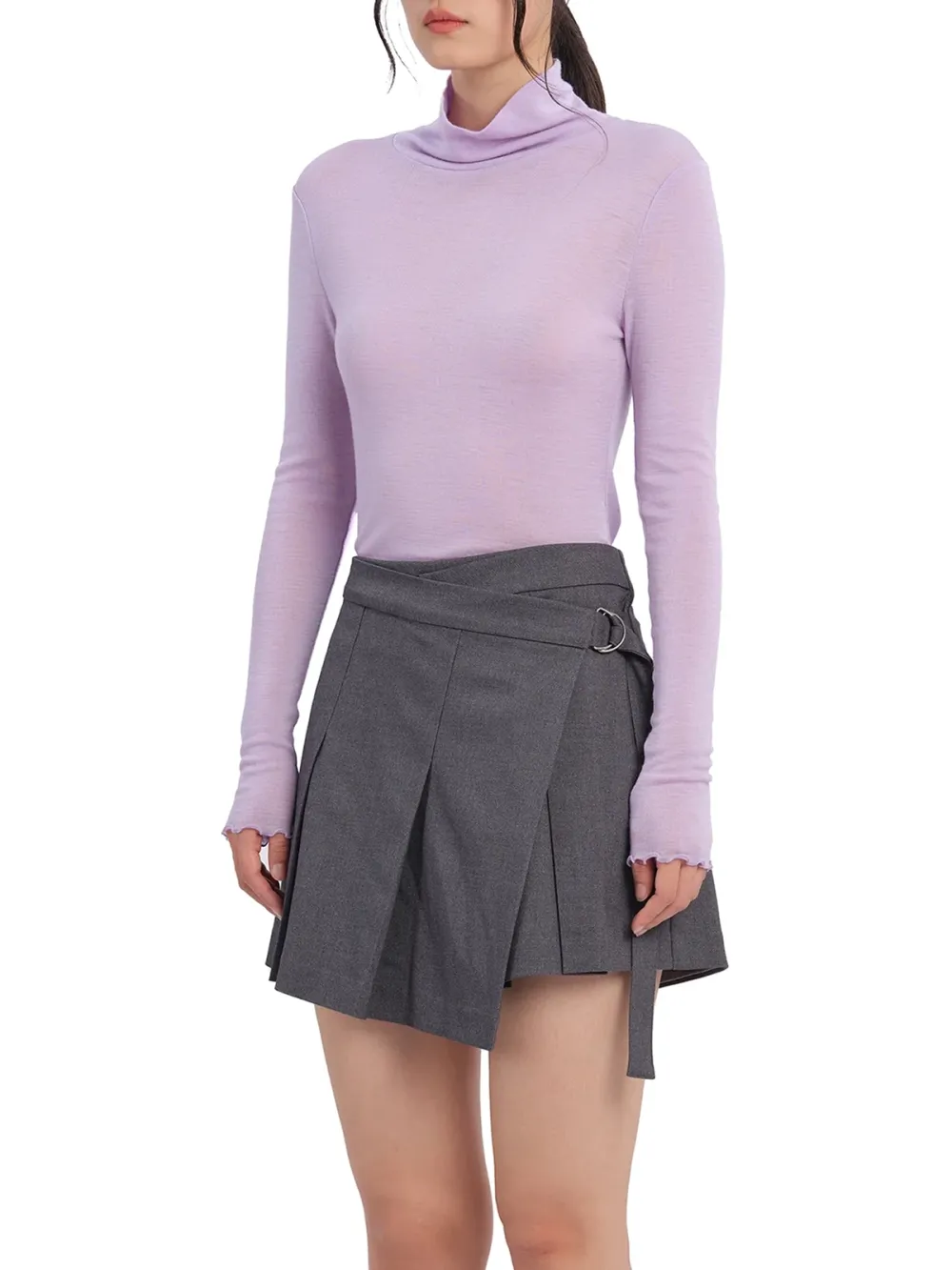 Mock-Neck Wool Tight Top