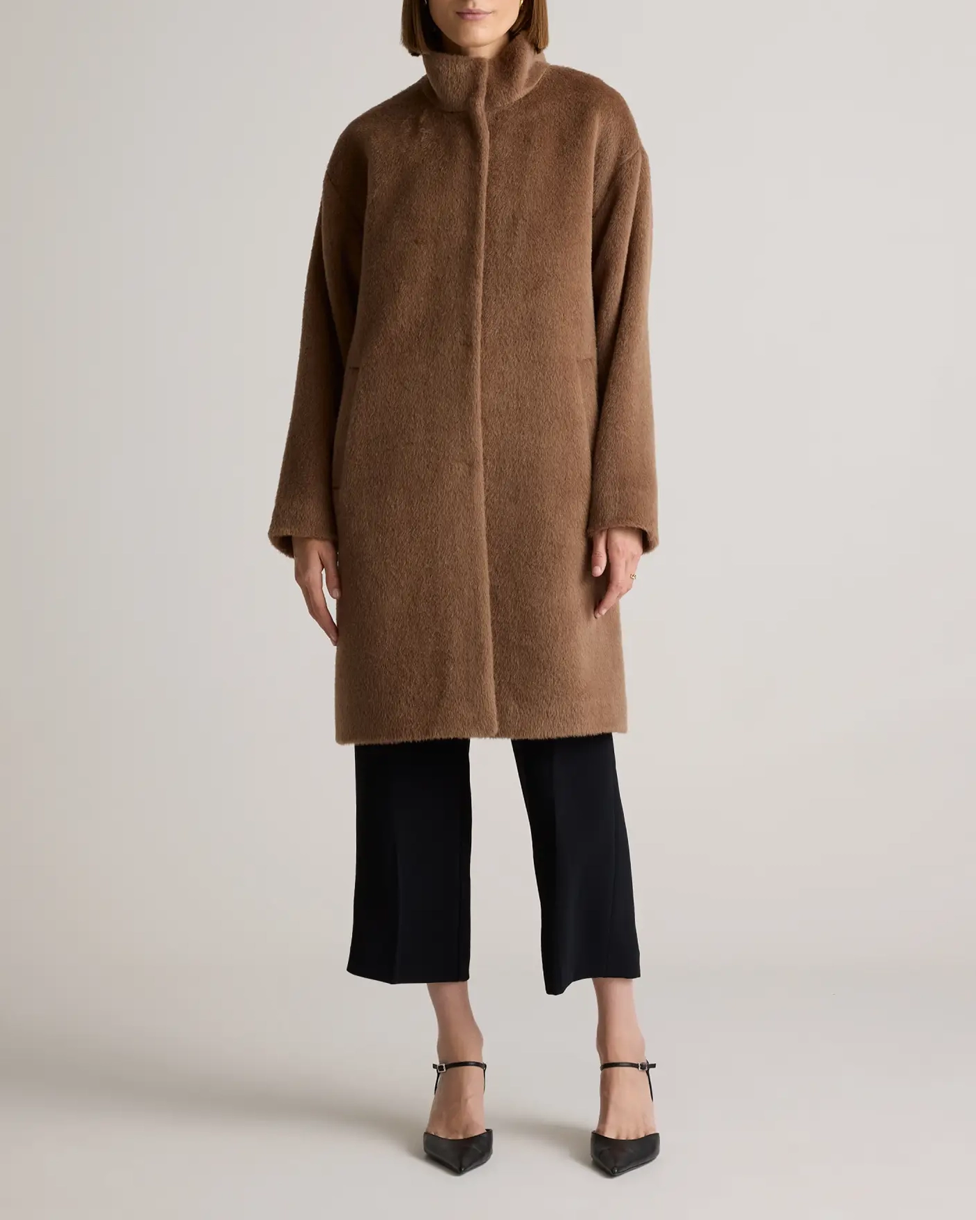 Alpaca-Wool Stand Collar Coat