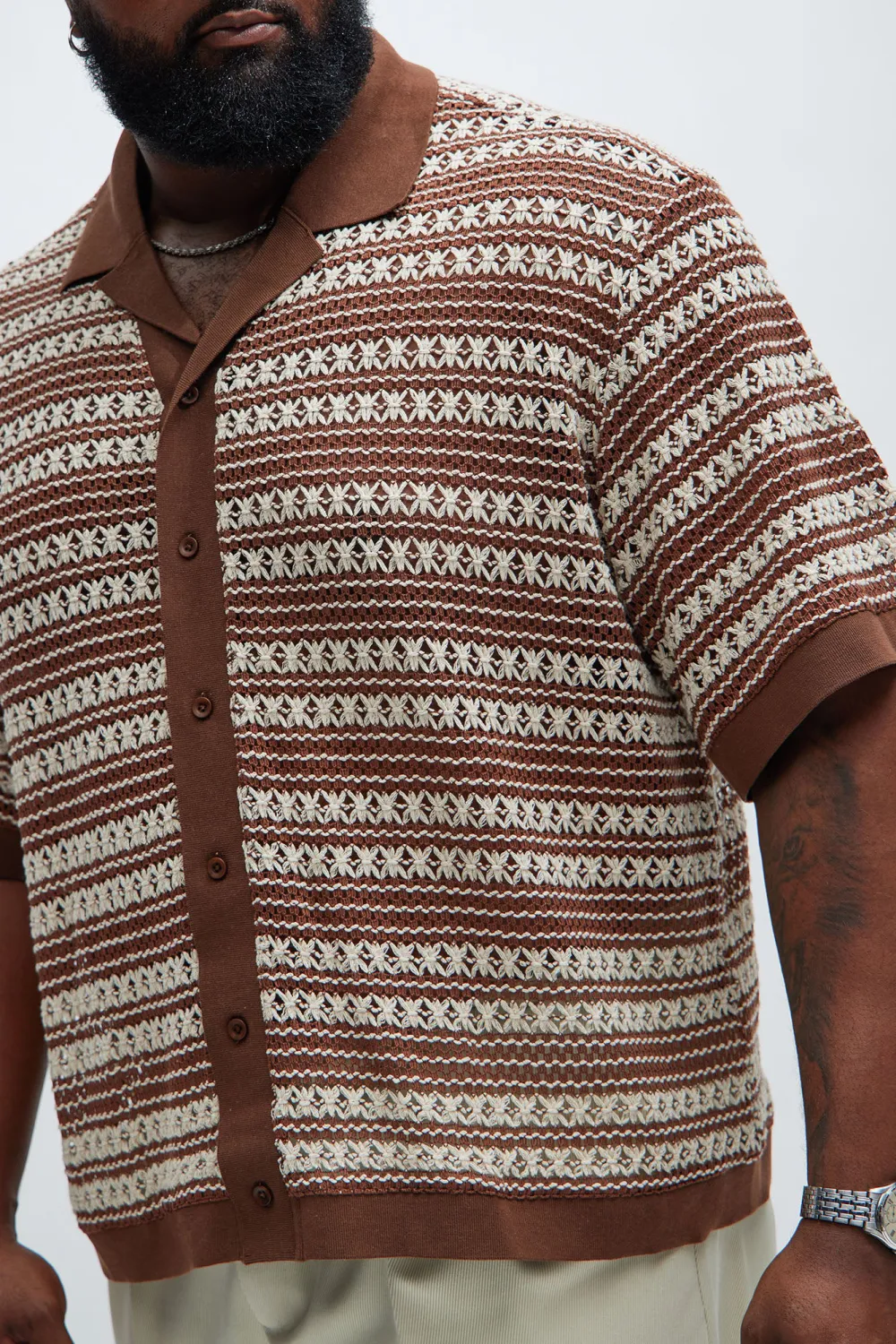 Mario Textured Shirt - Brown/combo