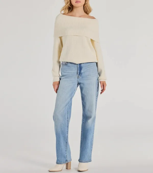 Cozy Factor Ribbed Knit Off-The-Shoulder Sweater