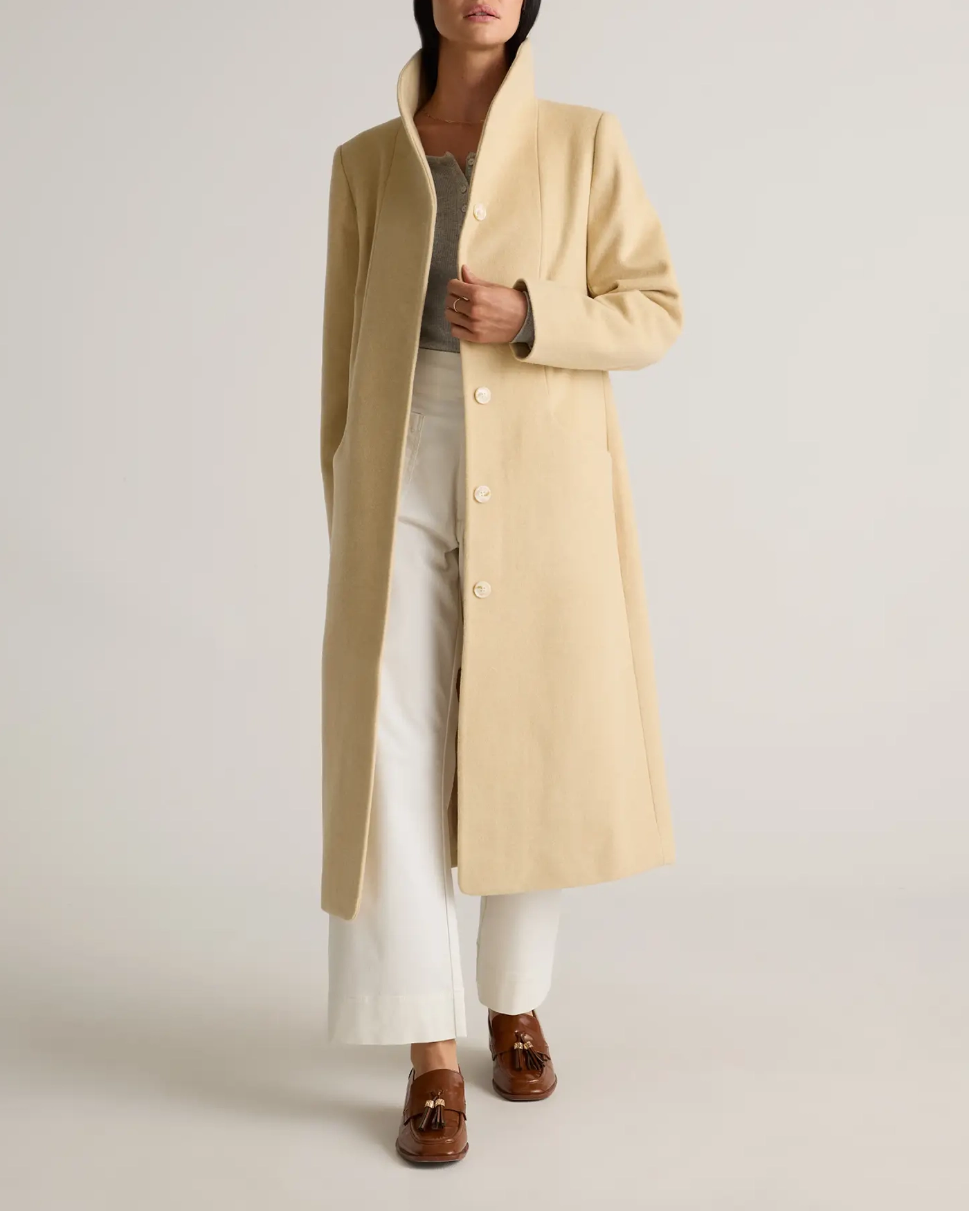 Stylish Shawl Collar Wool Long Cocoon Coat