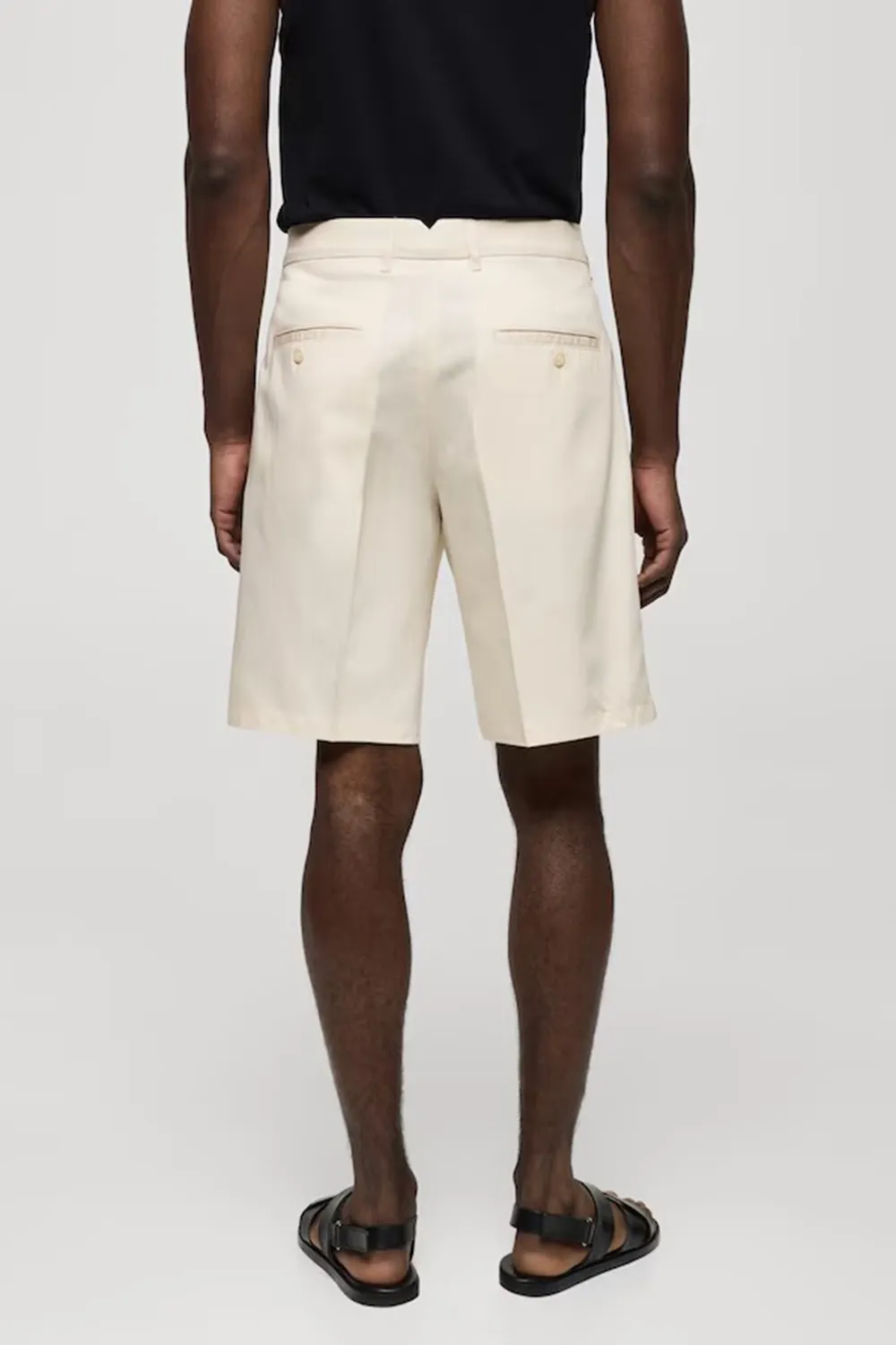 Linen-blend bermuda shorts with pleats