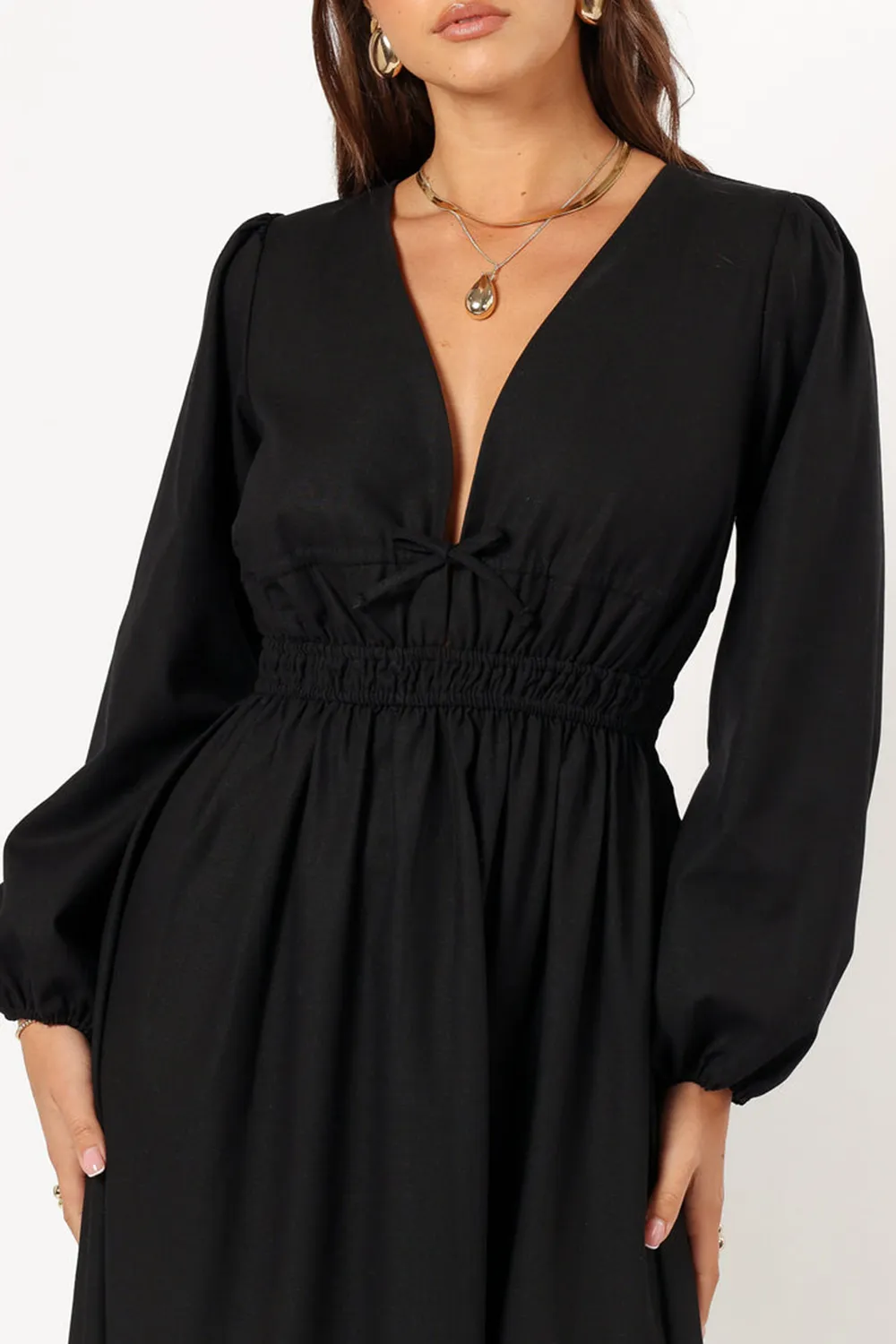 CECE LONG SLEEVE MAXI DRESS - BLACK