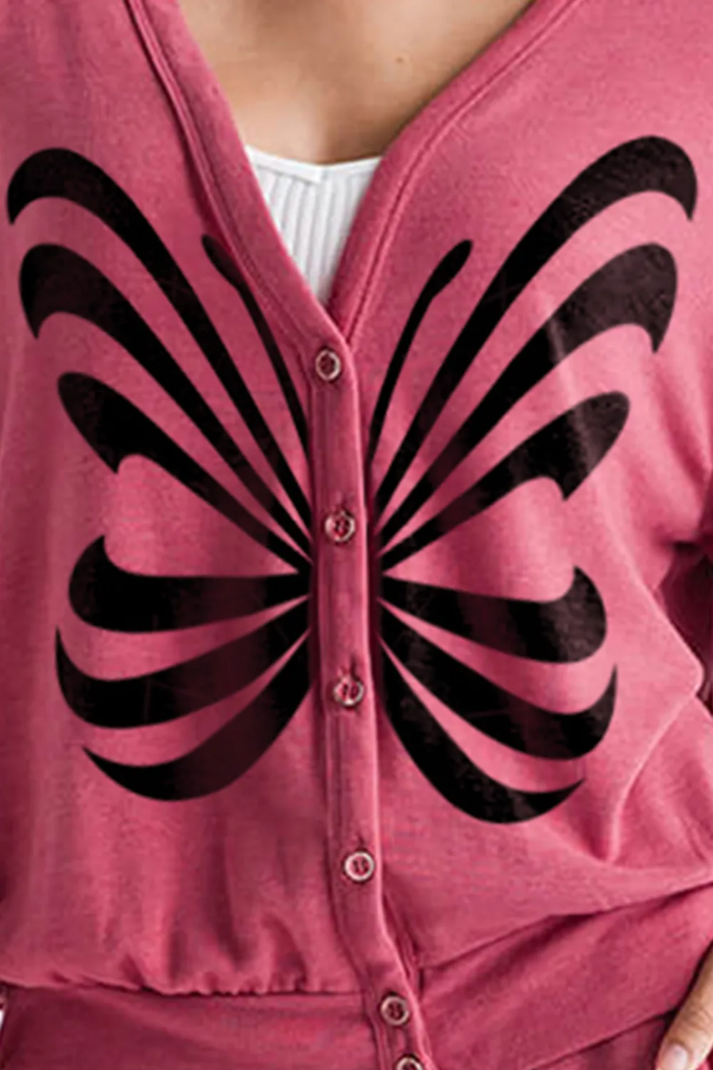 French Rose Risen Jersey Cardigan