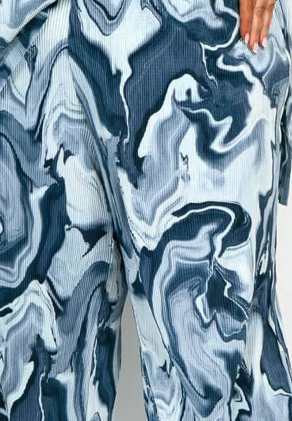 Swirl Print Palazzo Trousers in Mixed Blues