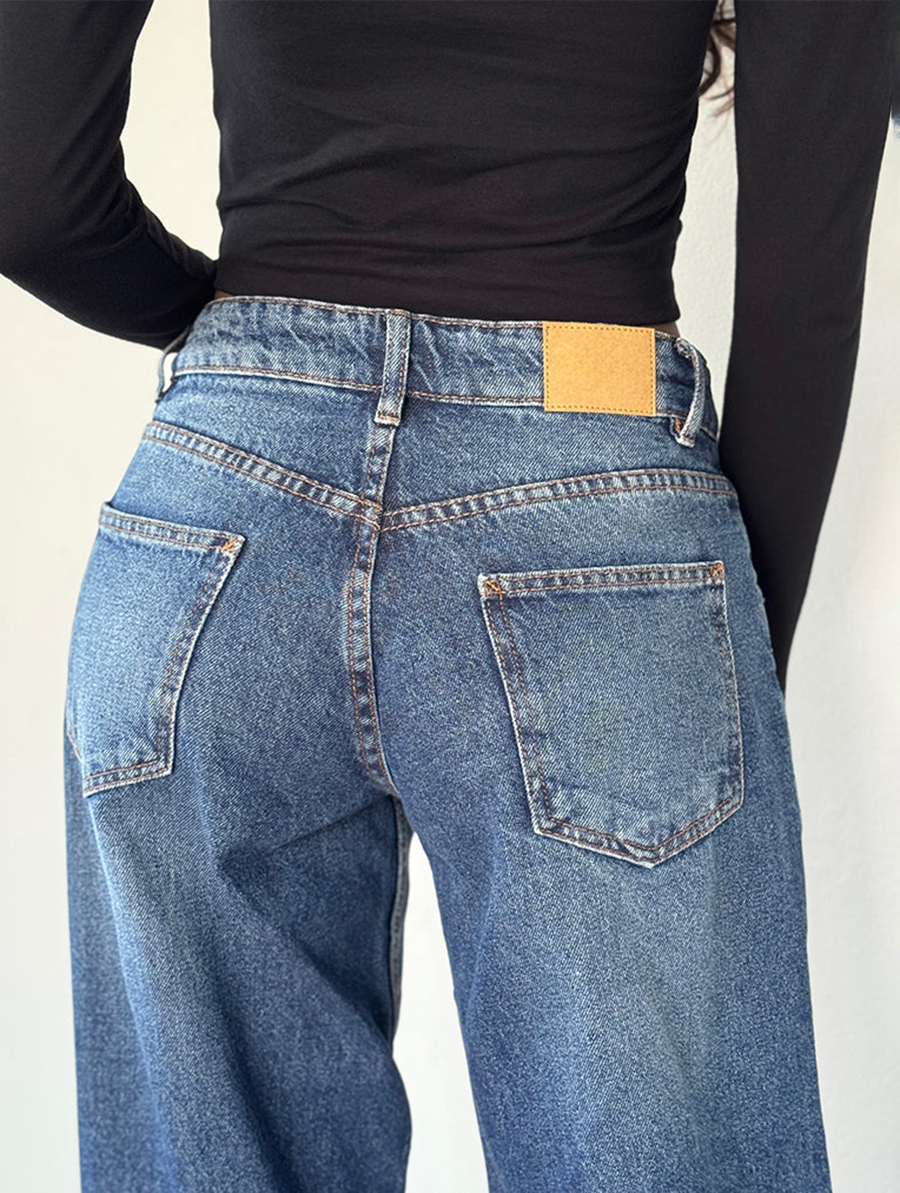 College Blue Roomy Extra Wide Low Rise Jeans