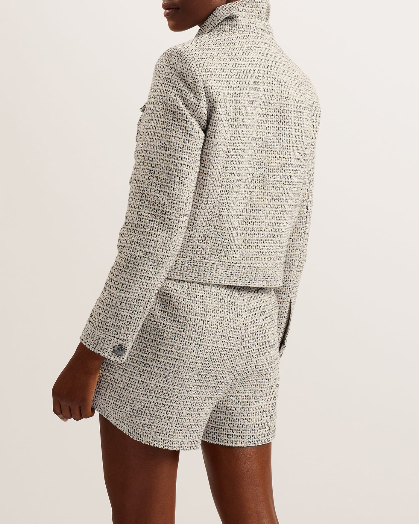 Osamu Boxy Fit Cropped Boucle Jacket Ivory