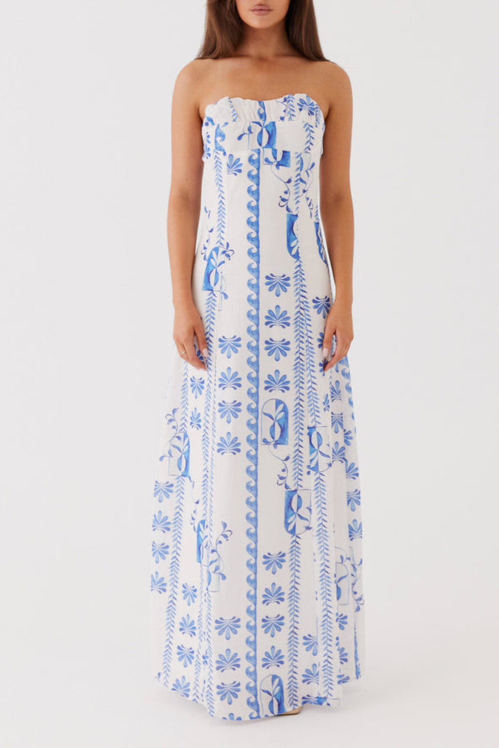 Tayla Linen Maxi Dress - Floral Wave