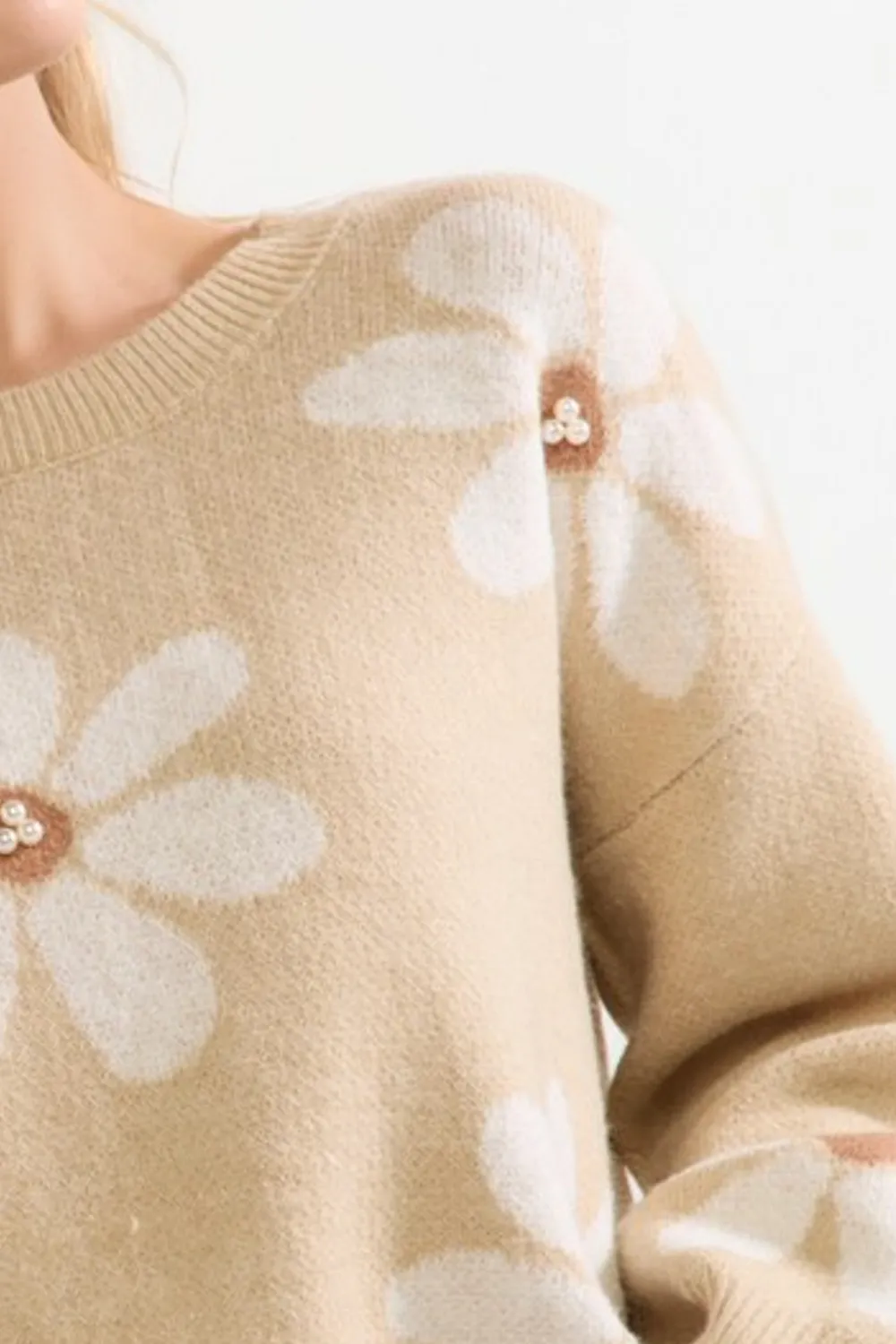 Matilda Pearl Daisy Pattern Pullover Sweater