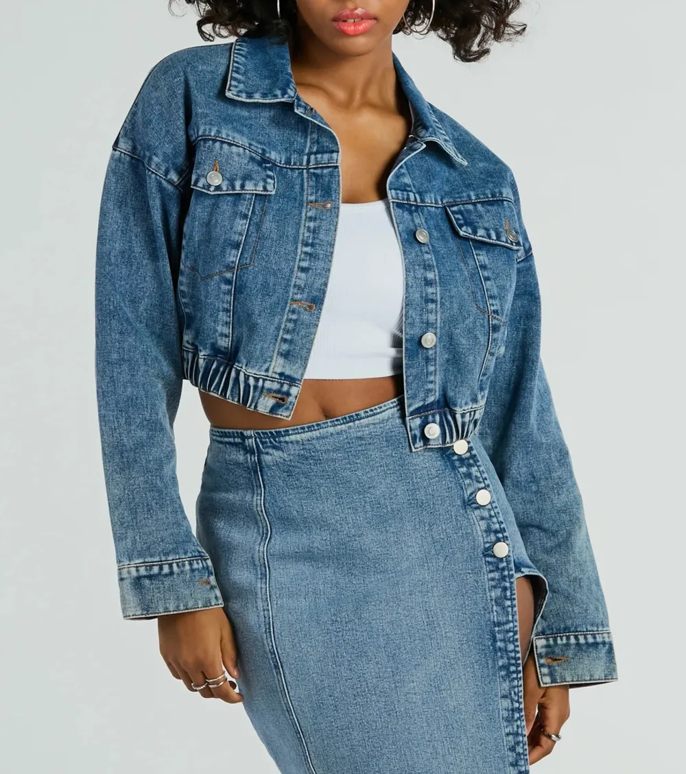 On My Way Trucker Crop Denim Jacket