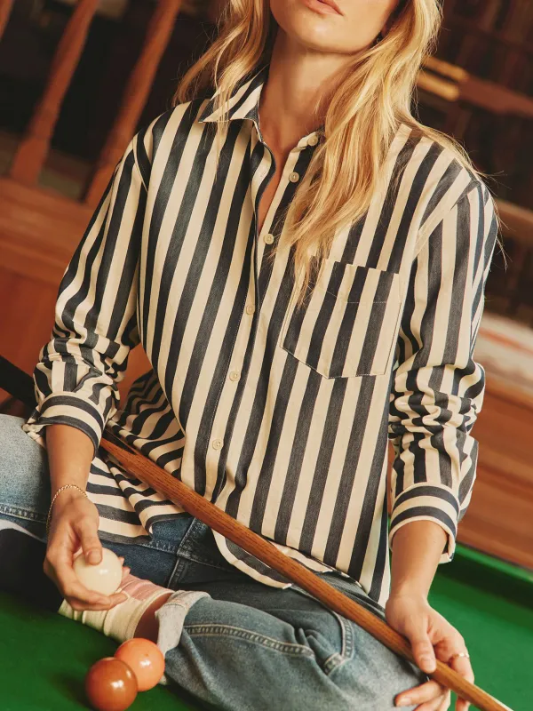 Casual Style Amilla Navy & Cream Stripe Shirt