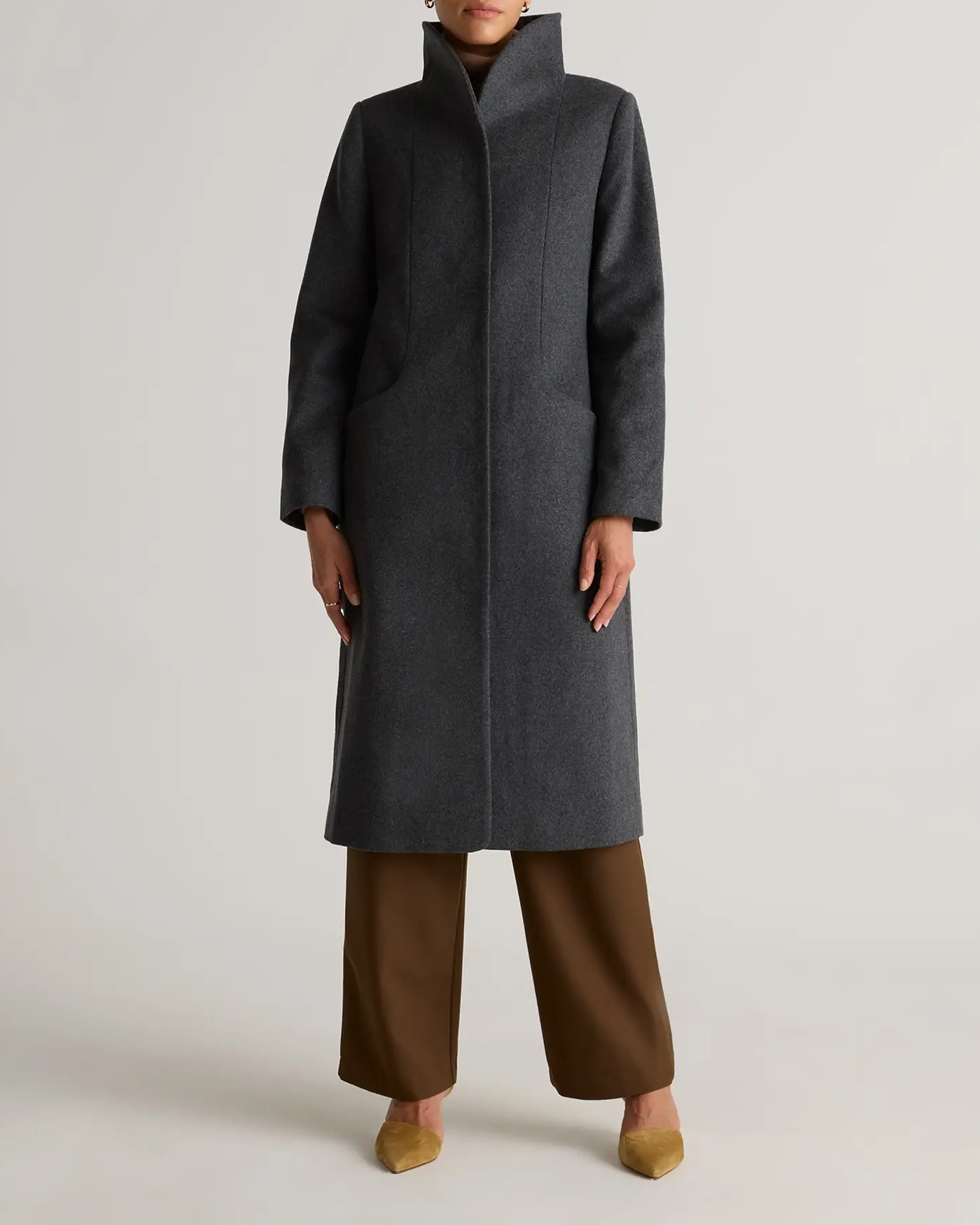 Stylish Shawl Collar Wool Long Cocoon Coat