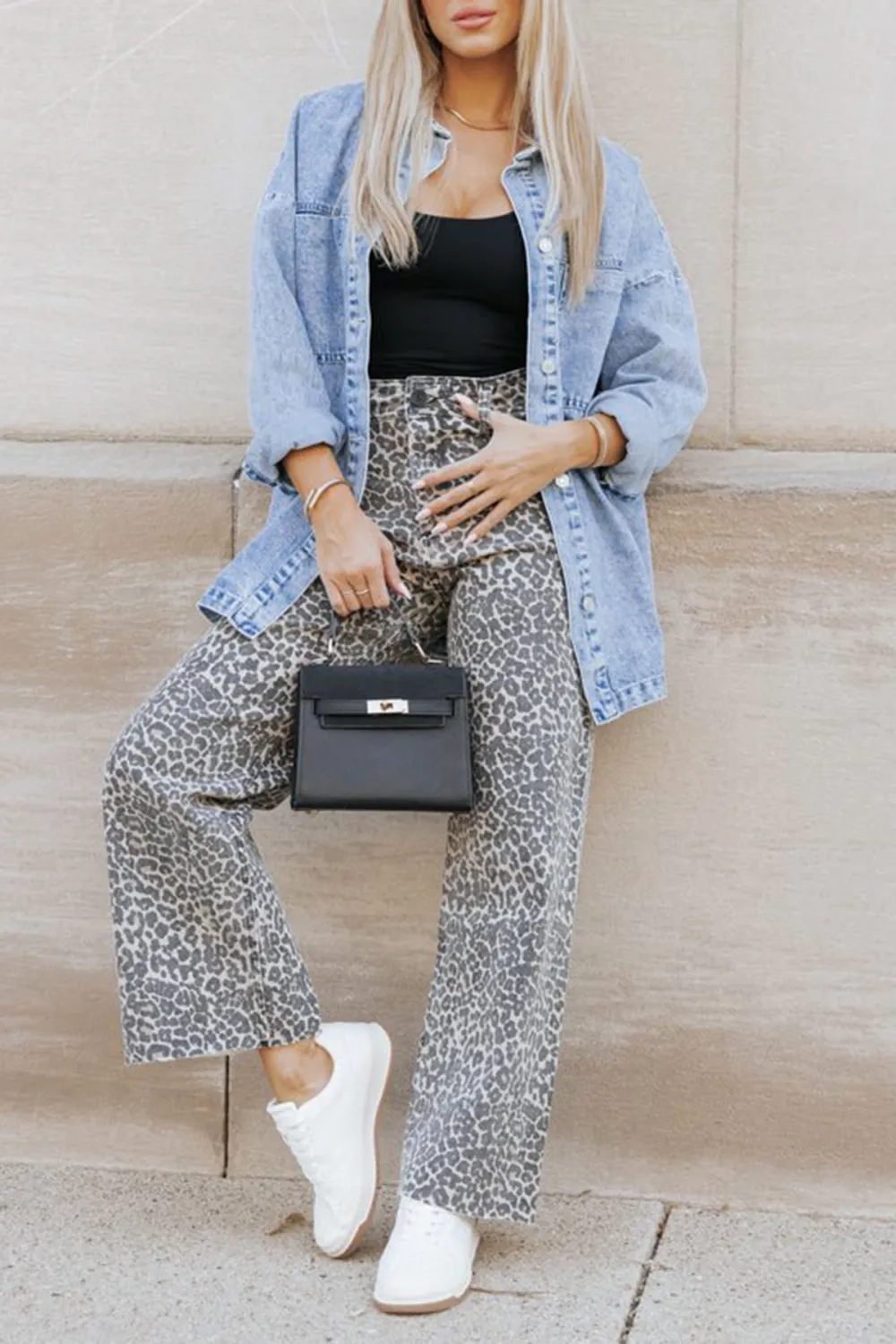 Leopard Straight Wide Leg Pants