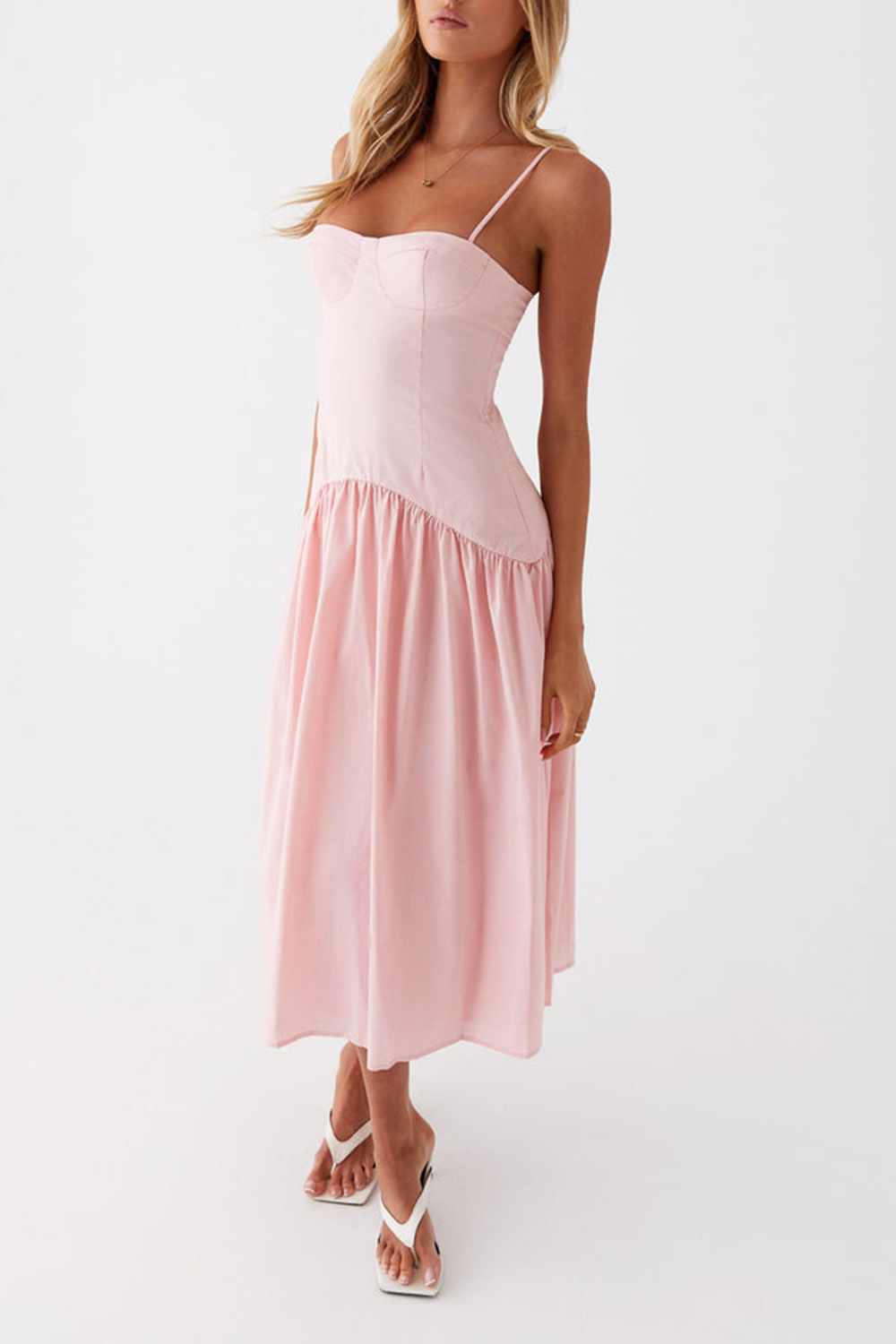 Yvette Corset Midi Dress - Pink