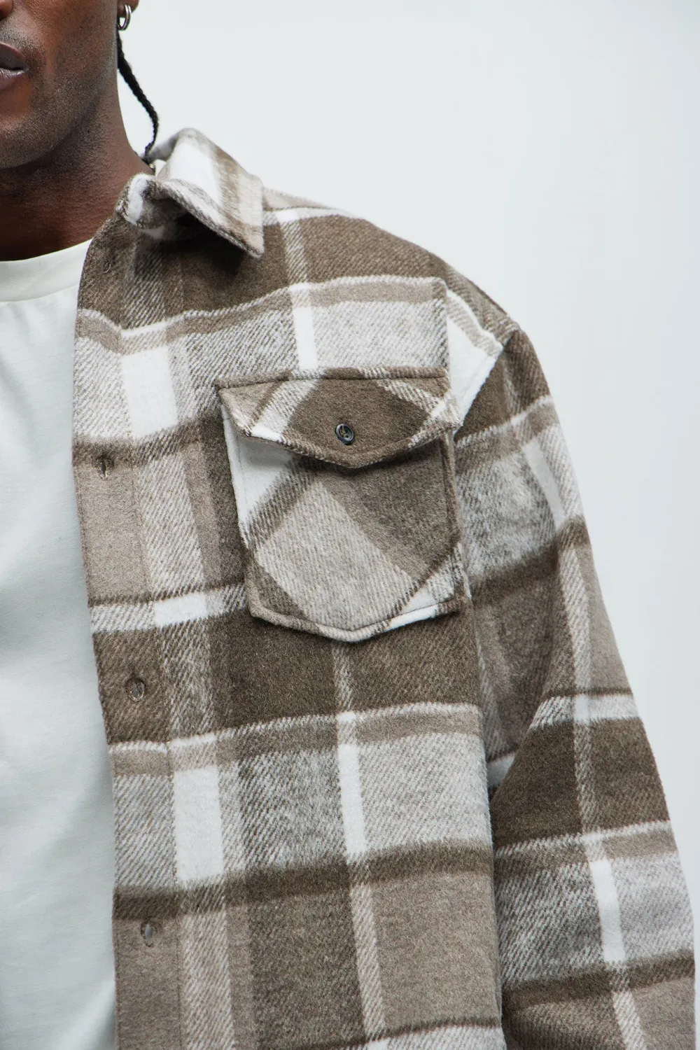 Wanted Plaid Shacket - Brown