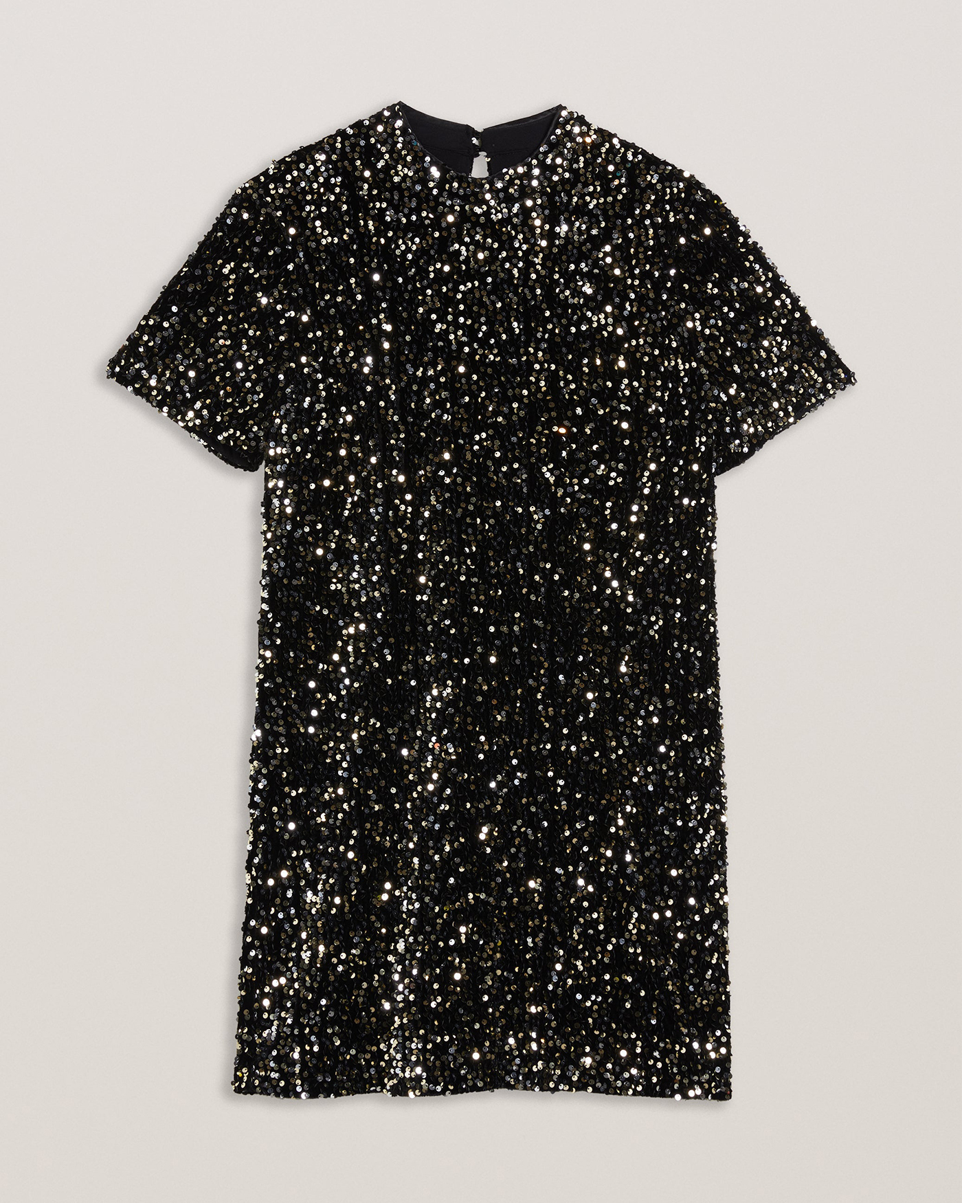 Audriyy Velvet Sequin T-Shirt Mini Dress Black