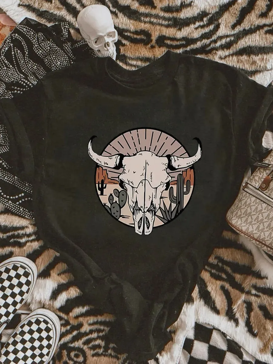 Boho Cow Skull T-Shirt