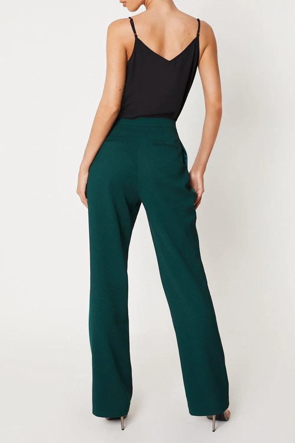 Satin Trim Slim Leg Tailored Trouser