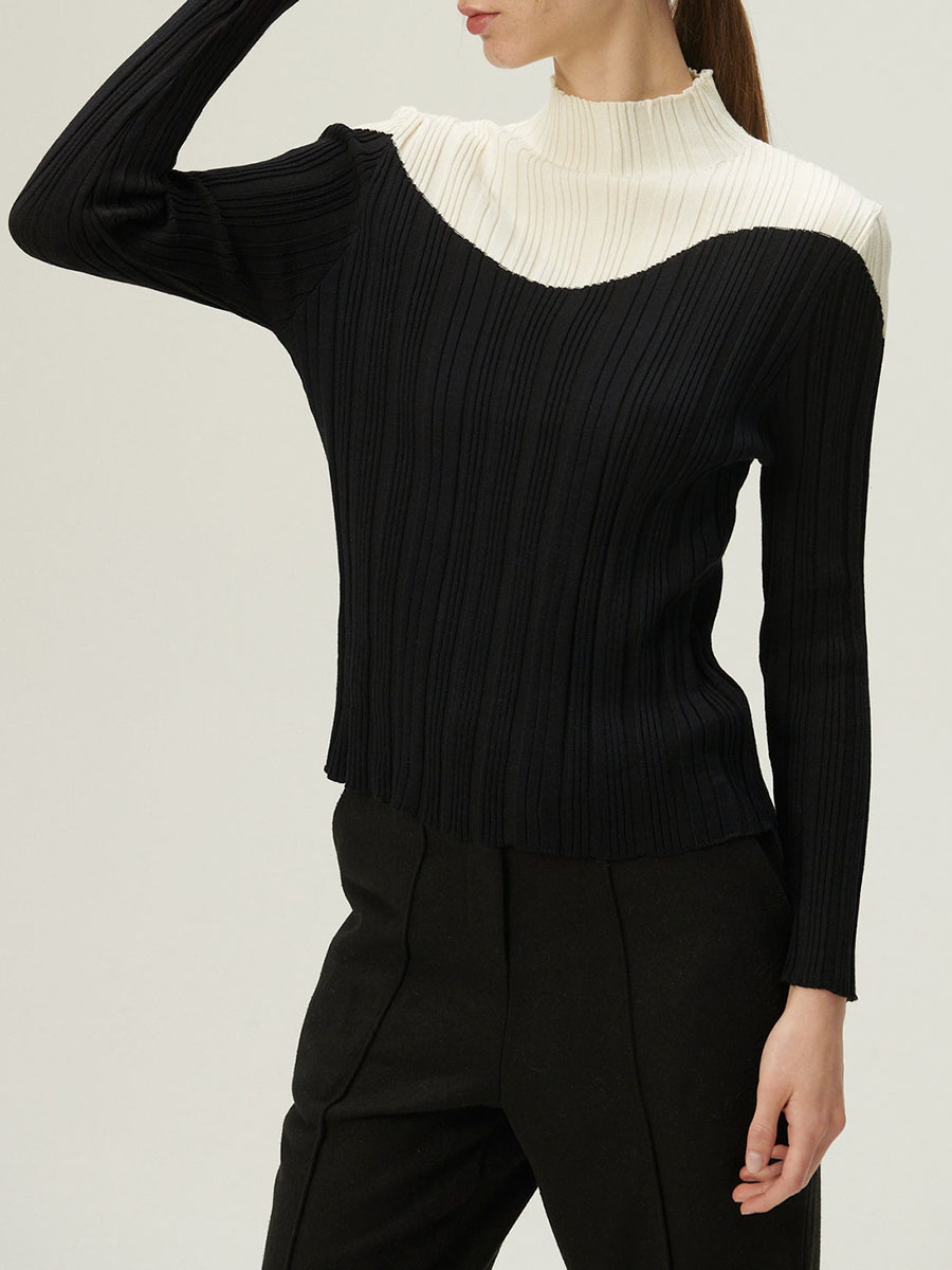 Eva Color Block Ribbed Knit Top