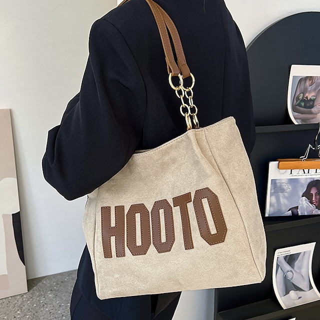 Women's Tote Shoulder Bag Bucket Bag PU Leather Outdoor Daily Holiday Zipper Large Capacity Lightweight Durable Solid Color Letter dark brown Black Brown
