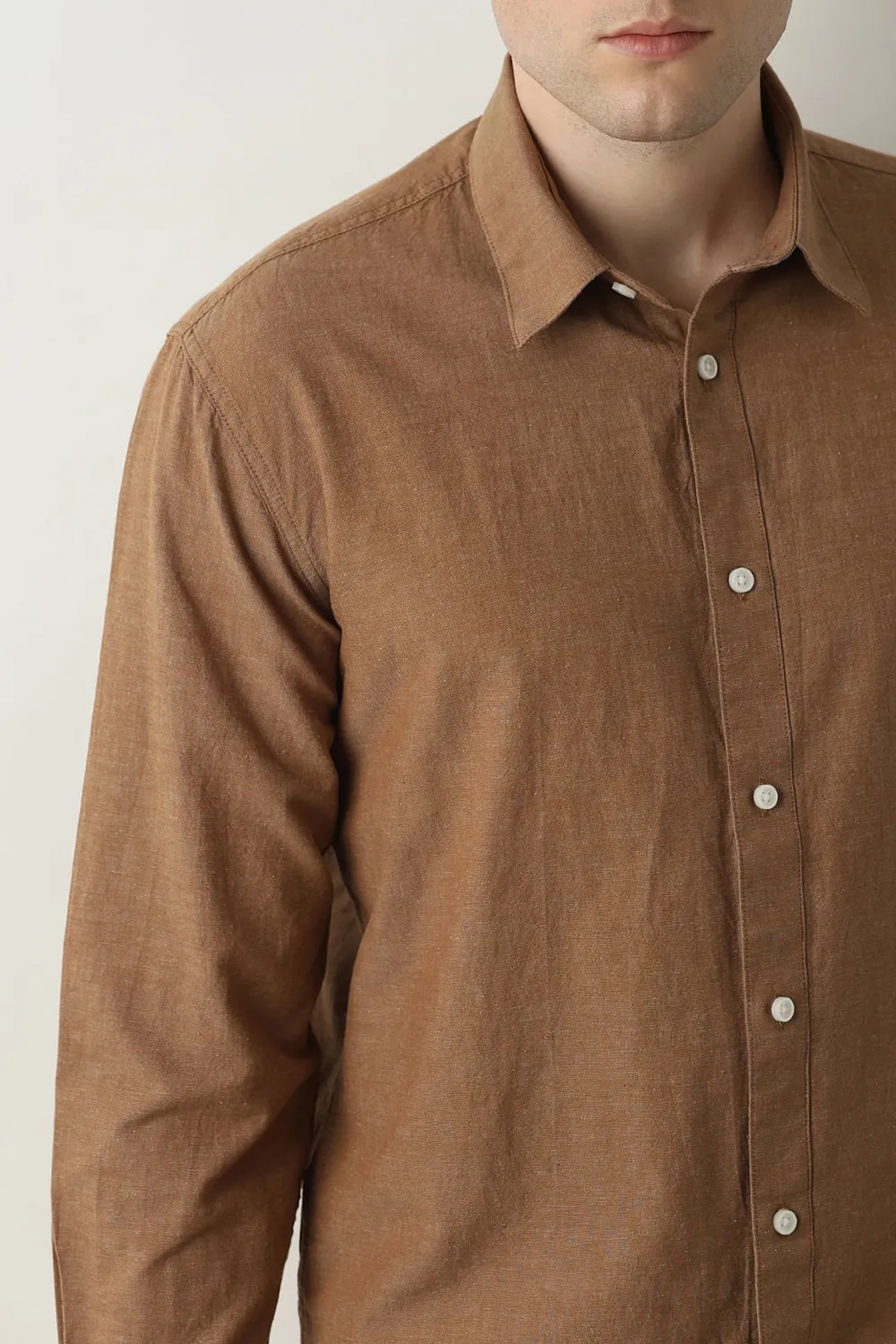 Brown Linen Full Sleeves Shirt