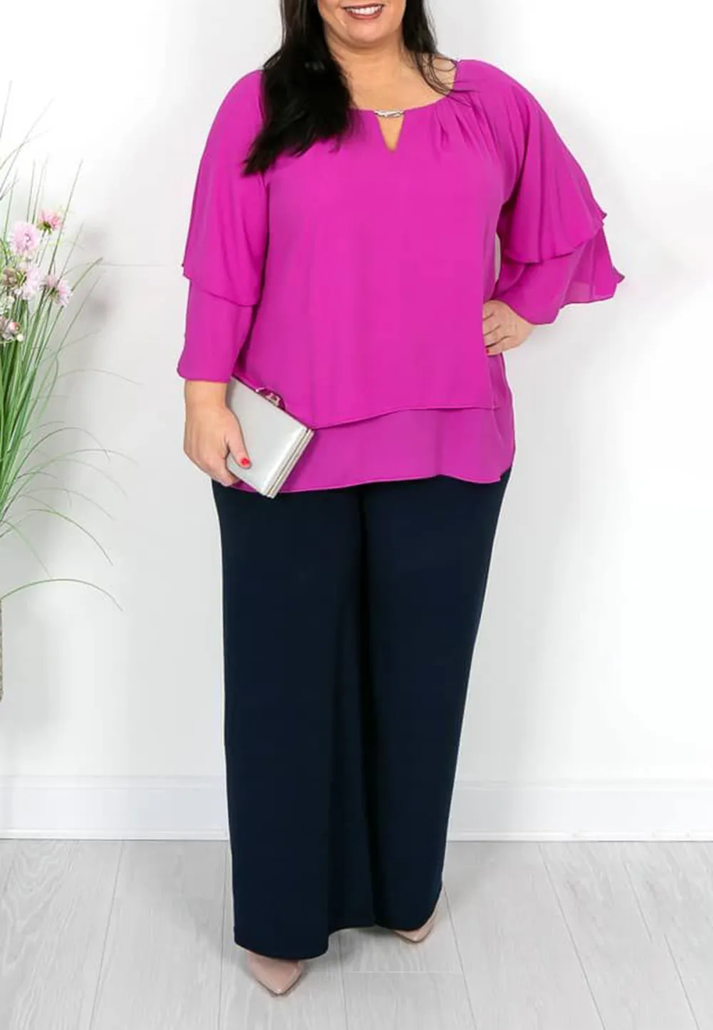 Fuchsia Bar Detail Occasion Top