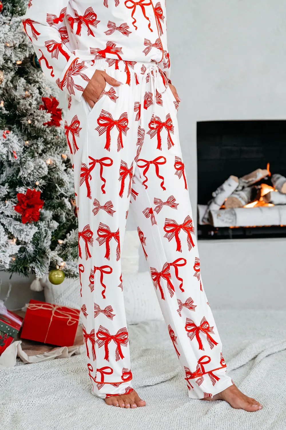 Buttery Soft Red Bow Print Pajama Set