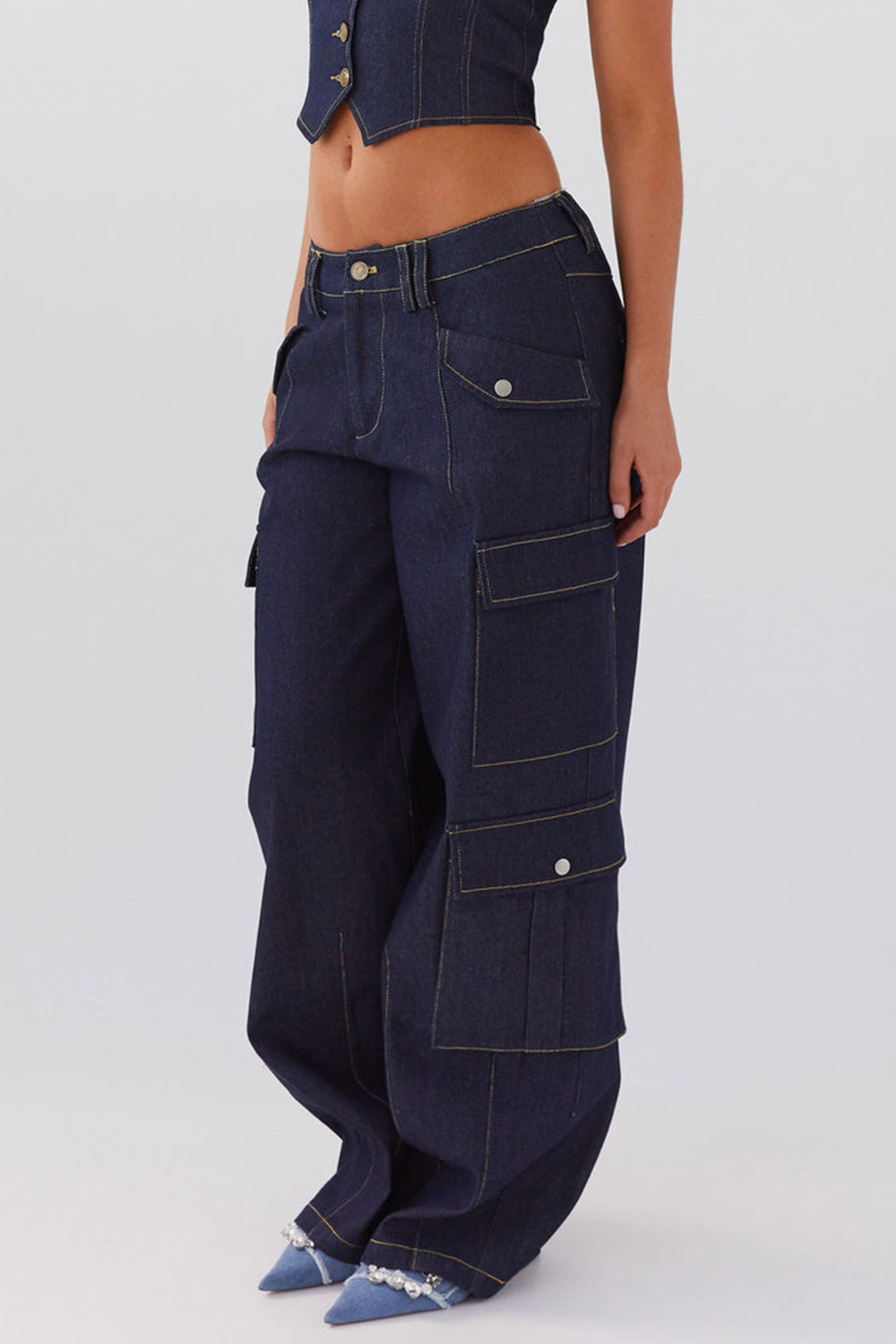 Greedy Denim Cargo Pants - Indigo