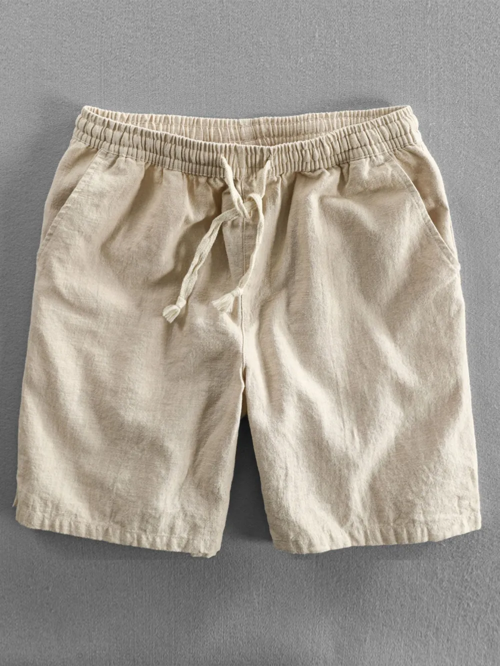 Linen Cotton Blend Drawstring Shorts