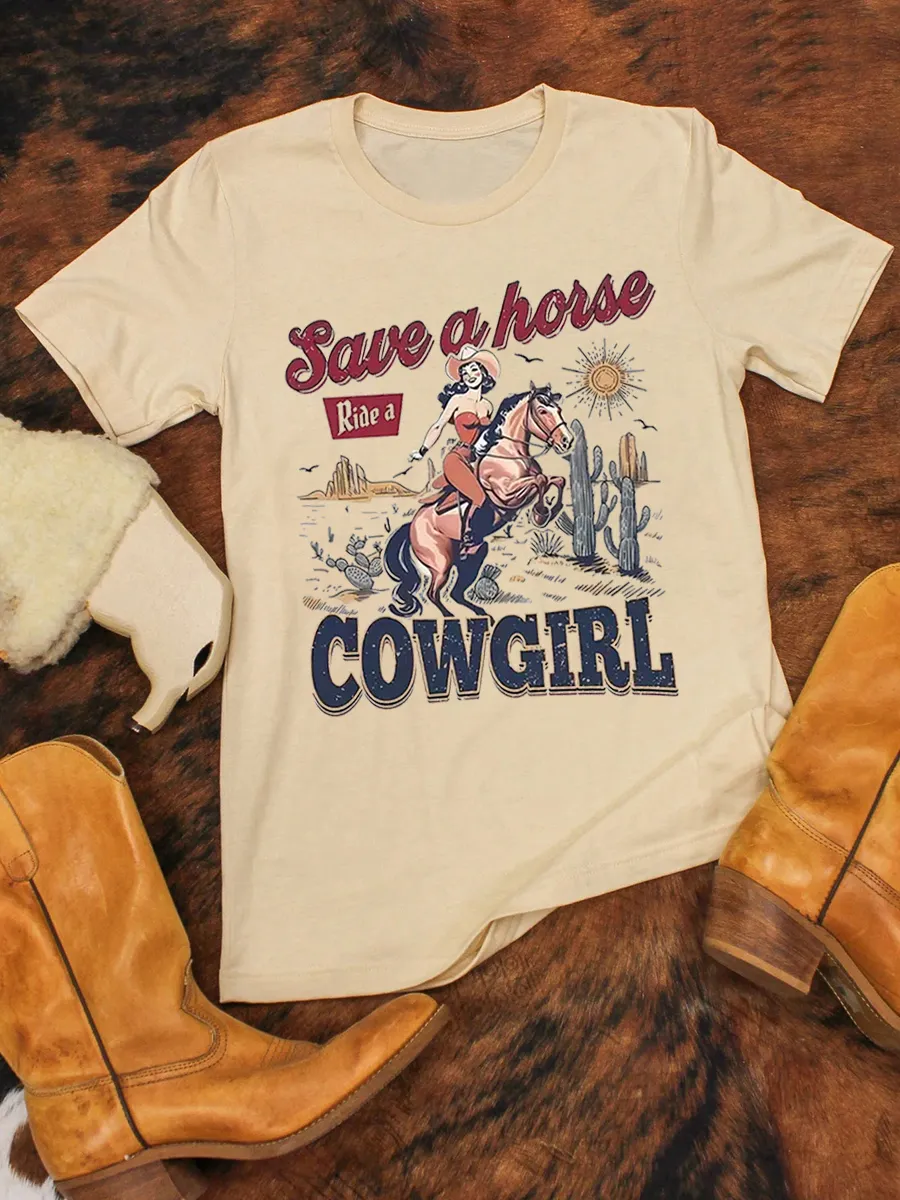 Save Riding Cowboy Racing Western Country T-shirt