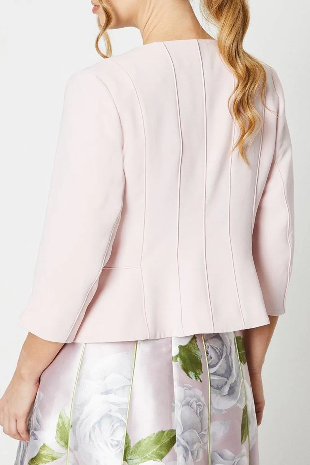 Crepe Tailored Jacket With Piped Seams