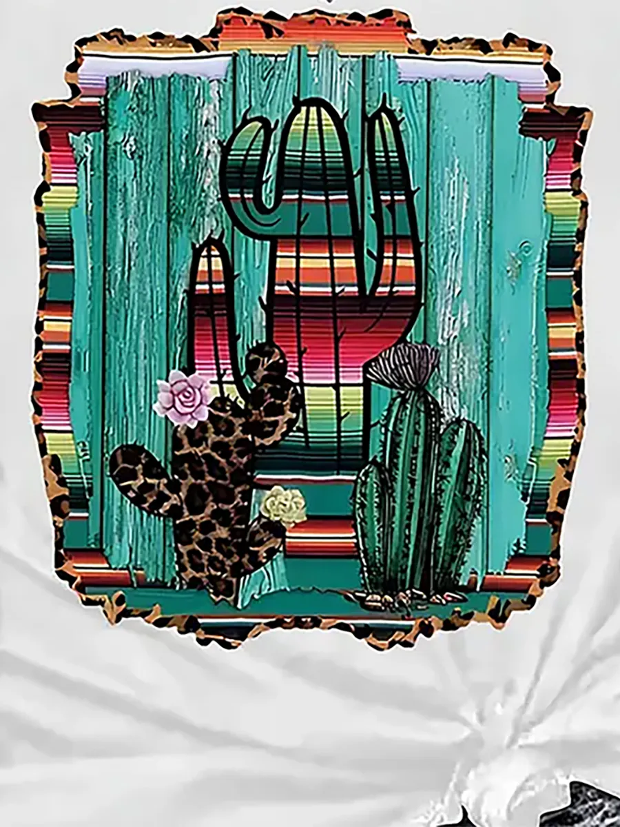 Wild West Retro Azbek Cactus Casual T-shirt