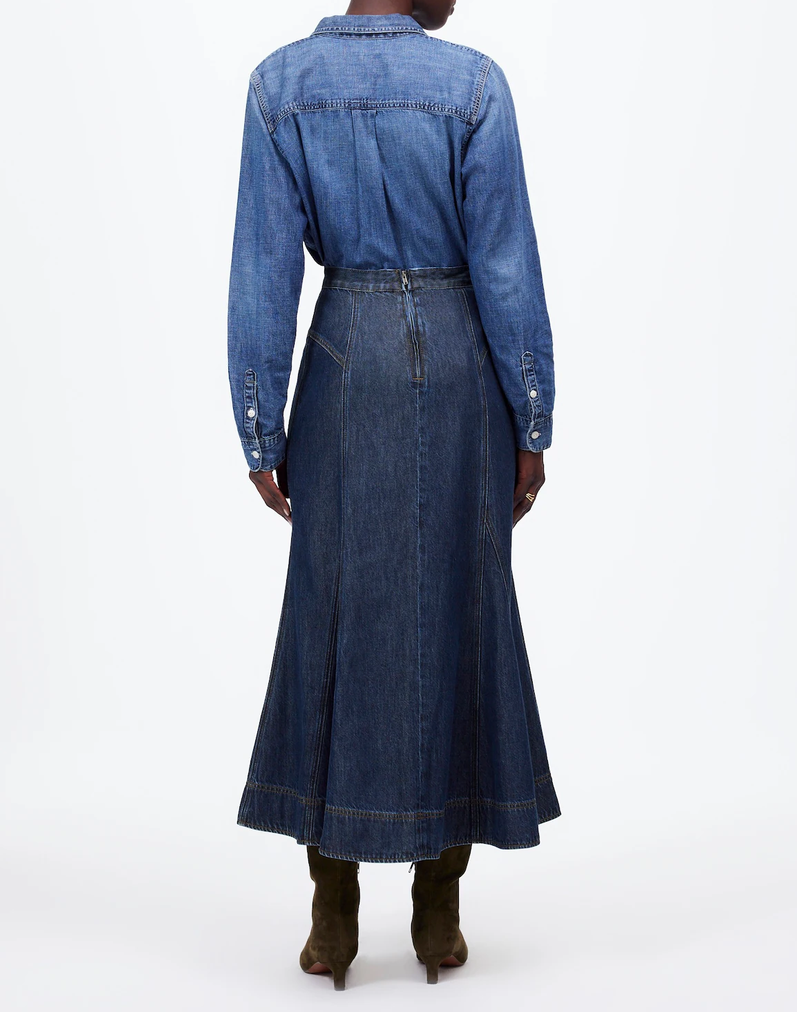 Denim Midi Circle Skirt Wash: Airy Denim Edition