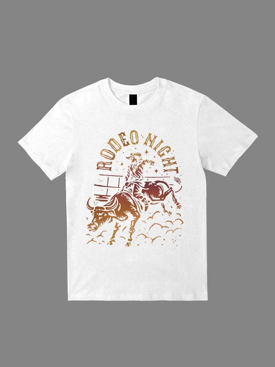 Rooeo Night Western Cowboy Pattern T-shirt