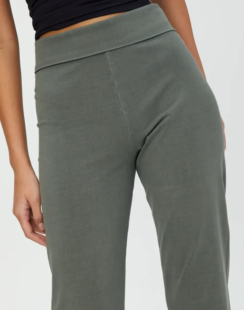 Cotton Foldover Flare Pant