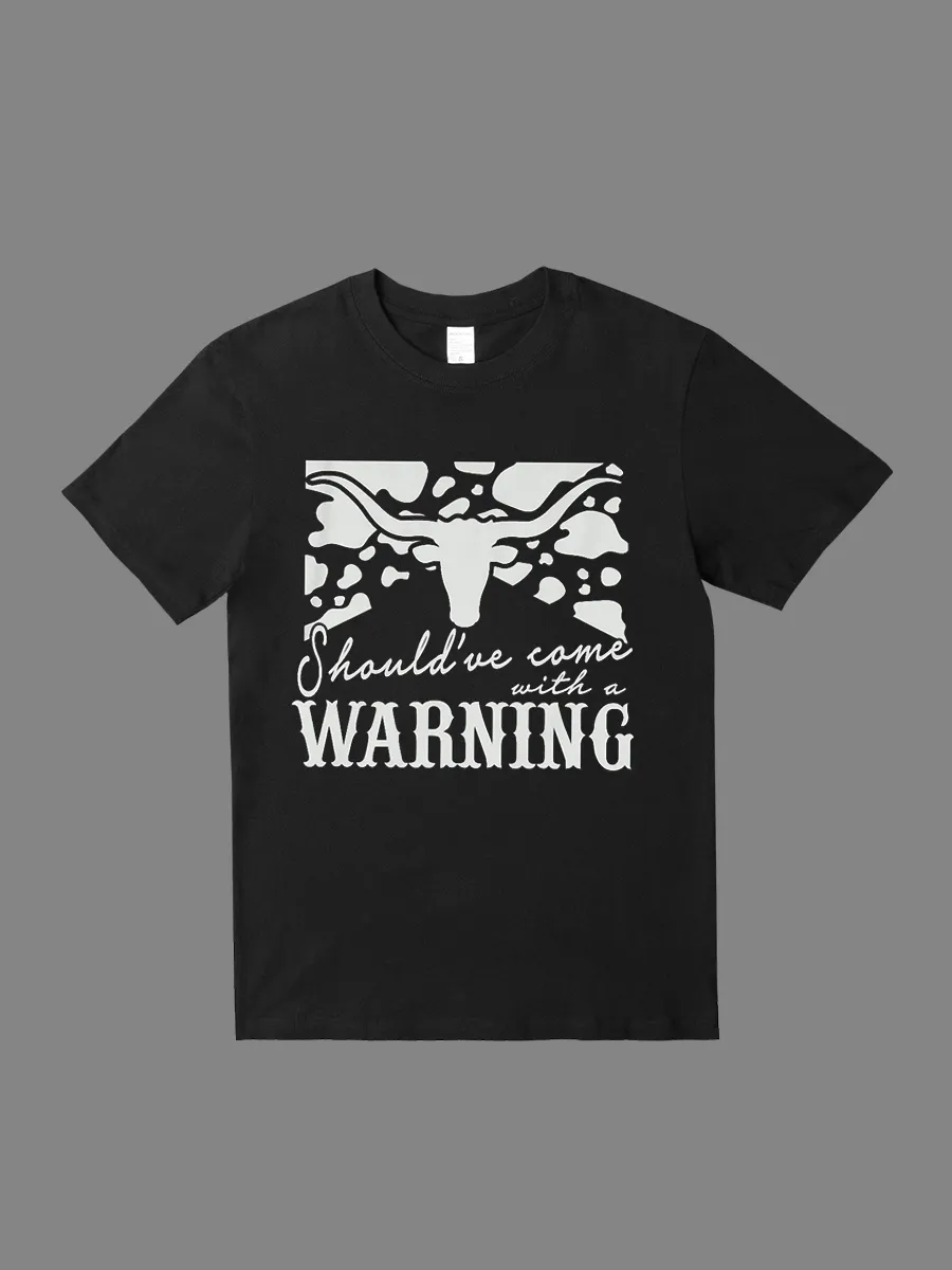 Western Cow Animal Warning Graphic T-shirt