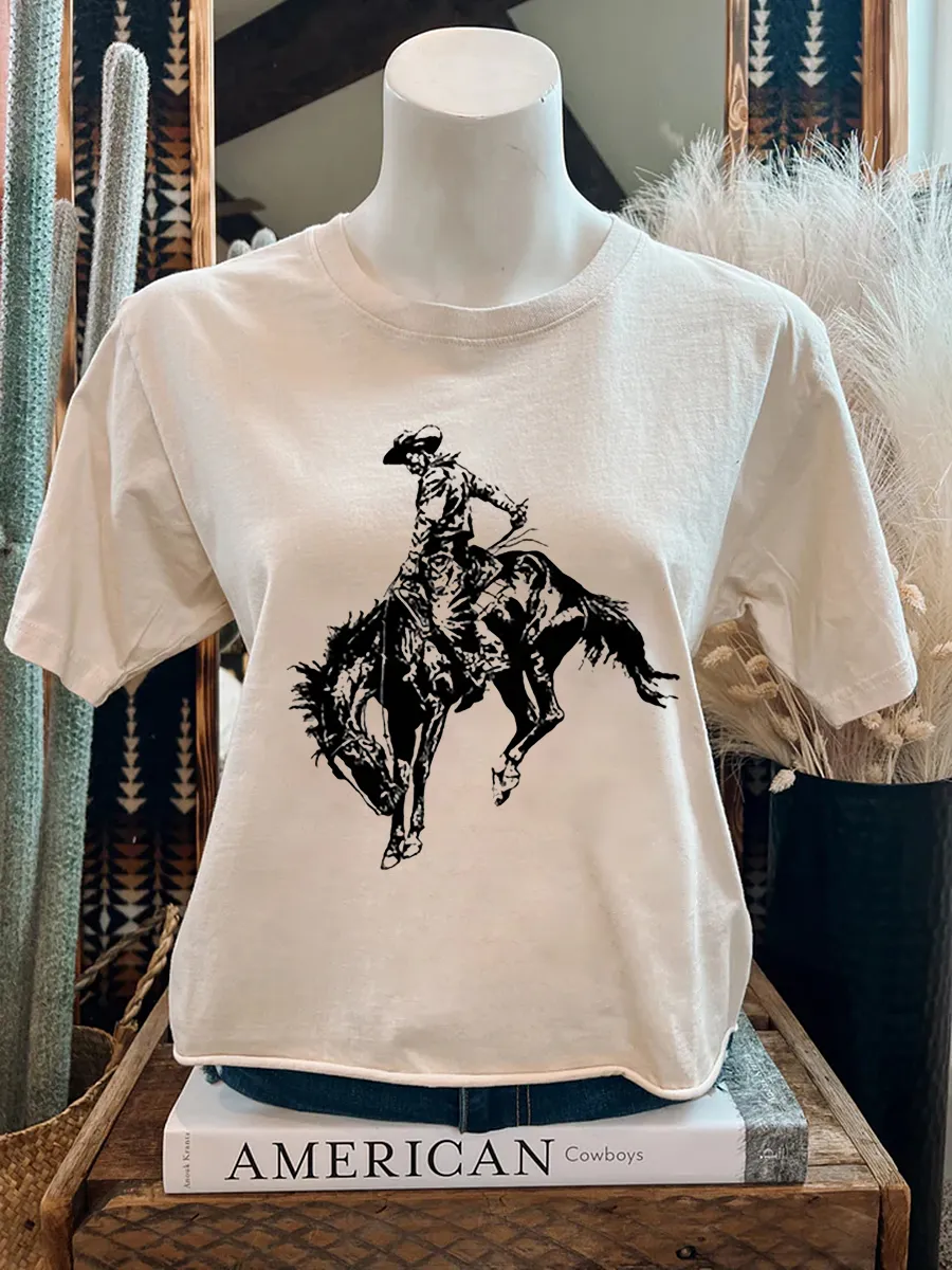 Retro Western Cowboy Knight Pattern T-shirt