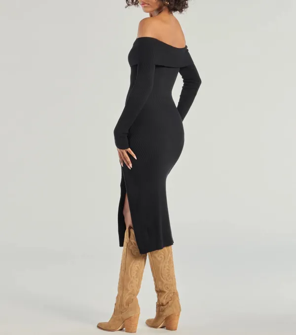 Keeping Knit Chic Long Sleeve Midi Dress