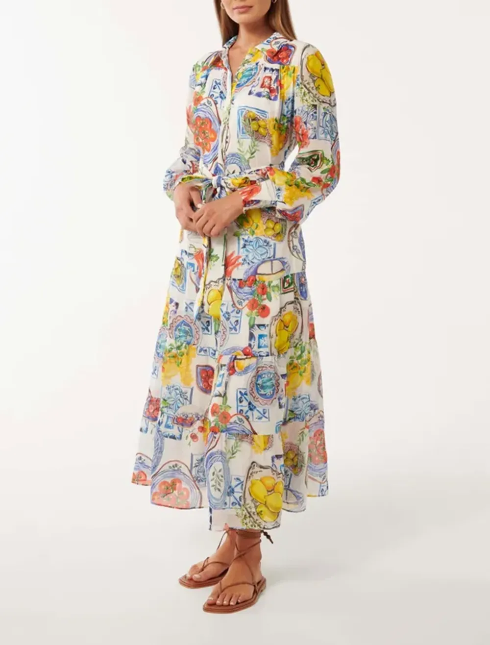 Sylvie Tiered Midi Shirt Dress