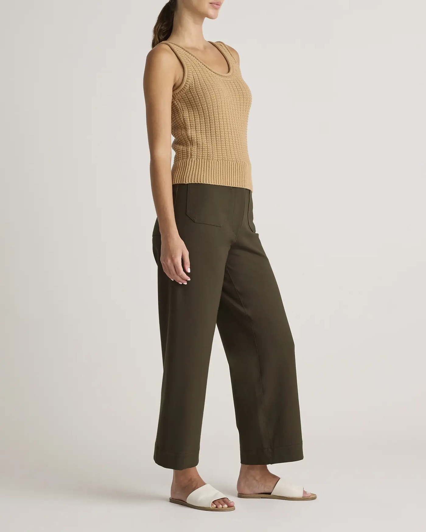 Ultra-Stretch Ponte Cropped Wide Leg Pants