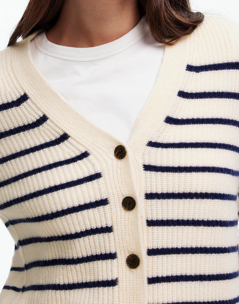 V-Neck Cardigan in Stripe