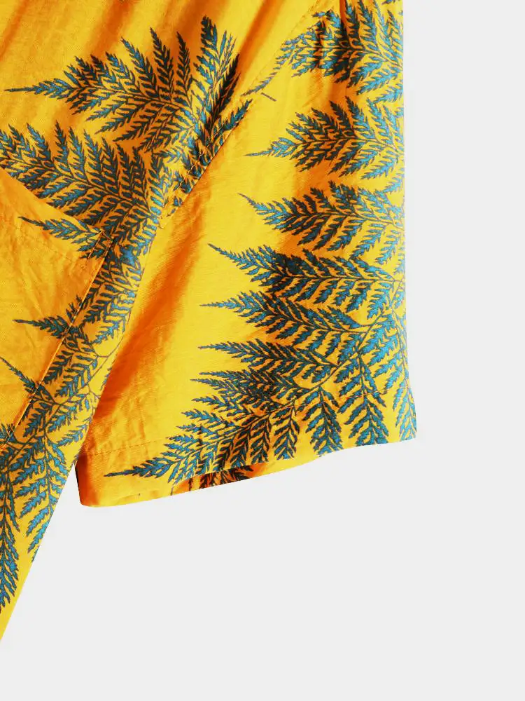 Tropical Plants Print Shirts & Swim Shorts